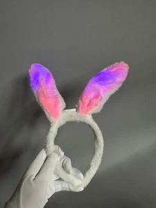 Bunny Ears Glow in the dark Headband Party Light Up LED Halloween Costume Rave - Picture 1 of 2