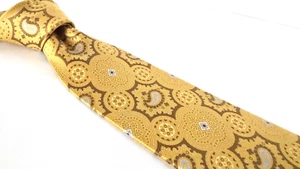 Brioni Tie Golden Tone Paisley Heavy-Weight Luxury Italian Silk Necktie Long 61" - Picture 1 of 6