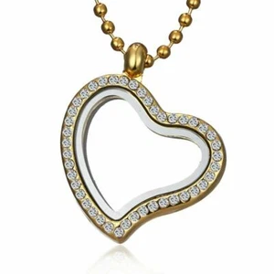 29MM Crystal Floating Charms Living Memory Heart Glass Locket Pendant No Chain - Picture 1 of 1