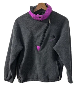 VTG 90s The North Face Extreme-Z Fleece Grey Purple Girls Size 8 USA Pullover - Picture 1 of 7