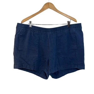 Old Navy Blue Shorts Women’s XL Linen Blend Elastic Waist Pull On Pockets - Picture 1 of 5