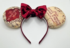 Minnie Maus Ohren inspiriert von Marauder's Map Harry Potter Burgund Samtschleife - Bild 1 von 5