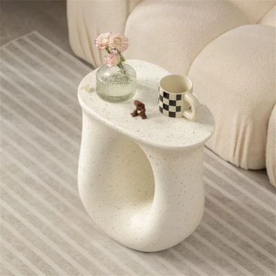 Mesa de acento de hormigón ligera moderna en forma de U taburete de jardín sofá soporte lateral Foto 1 de 4