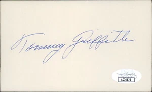 Tommy Griffith Brooklyn Robins Dodgers Signed 3x5 Index Card JSA Authenticated - Picture 1 of 2