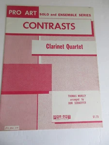 Thomas Morley Contrasts for Clarinet Quartet Sheet Music Arranged Don Schaeffer - Picture 1 of 7