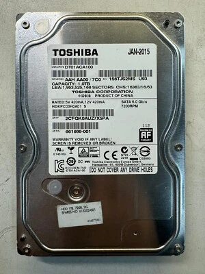 HP 661699-01 DT01ACA100 1TB 7.2K RPM 32MB CACHE 6 Gb/s SATA 3.5" HDD - Image 1 of 4
