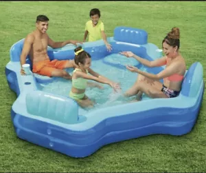 Play Day Inflatable Deluxe Comfort Family Swimming Pool Lounge Swim Center Seats - Picture 1 of 4