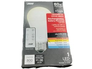 Feit Electric LED Light Bulb Rechargeable 60W White OM60/5CCTCA/BAT/LEDI - Picture 1 of 3