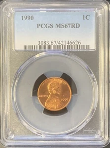 1990 D Lincoln Cent PCGS MS67RD - Picture 1 of 2