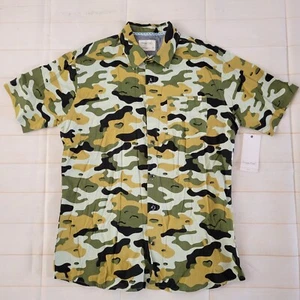 Men's Sovereign Code Short Sleeve Button Up Frenzy Bubble Camo Sage Shirt Size M - Picture 1 of 10