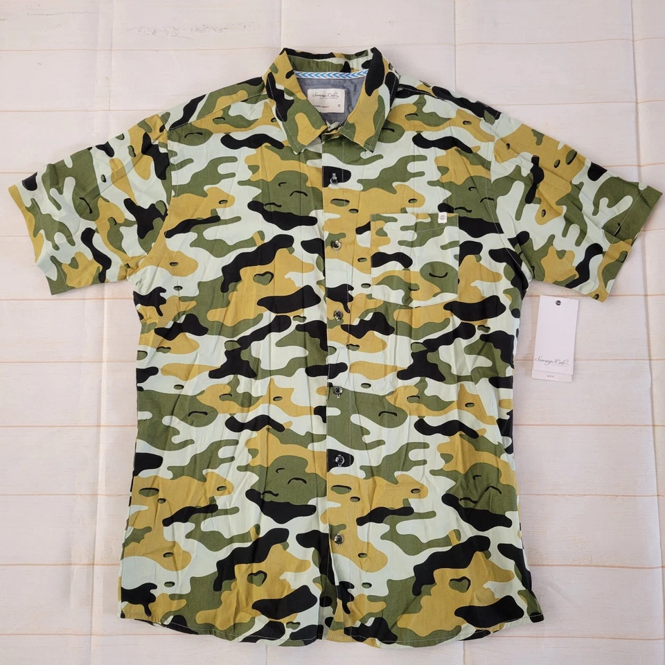 Men's Sovereign Code Short Sleeve Button Up Frenzy Bubble Camo Sage Shirt Size M - Image 1 of 4