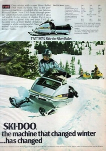 Ski-Doo T'NT 1973 moto de nieve anuncio impreso en color original - Imagen 1 de 1