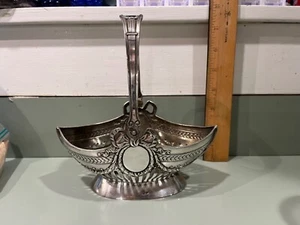 c.1880 Austrian Hungarian Silver sugar bowl brides basket 7” 5 oz 800 - Picture 1 of 6