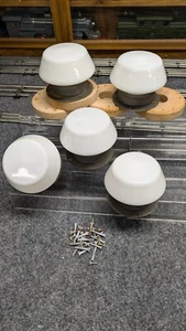Vintage Set of Nautical Industrial Mini Metal Light Fixtures White Glass Globes - Picture 1 of 12