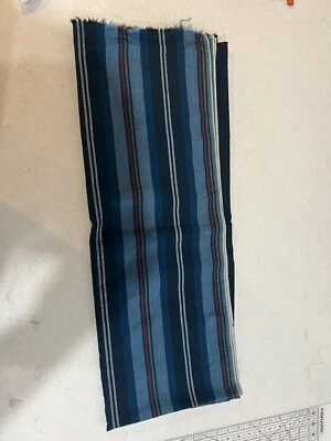 VTG Cotton FABRIC~Blue+White +yllw+red Woven Stripe~ 44x57~Doll~SEE! - Image 1 of 4