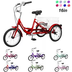 16inch Child Cruiser Tricycle 3-Wheel 1Speed Kid Trike Bicycles W/Basket As Gift - Picture 1 of 20