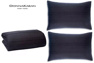 Donna Karan Collection Silky Stripe Duvet Cover Sz King+2 King Shams - Image 1 of 4