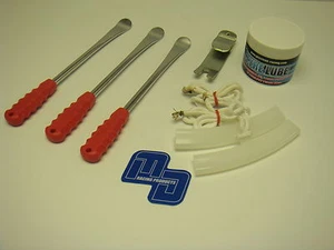 TYRE CHANGING SET,3 X FORGED TYRE LEVERS ,TYRE LUBE, RIM PROTECTORS + BEAD BUDDY - Picture 1 of 1