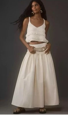 Falda Midi Anthropologie Mare Marfil Cintura Vasca Vacay Retro Talla XL NUEVA CON ETIQUETAS Foto 1 de 4