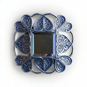 Vtg Forevermore Kimberly McSparran Beveled Mirrored Metal Base, Celtic Hearts - Picture 1 of 9