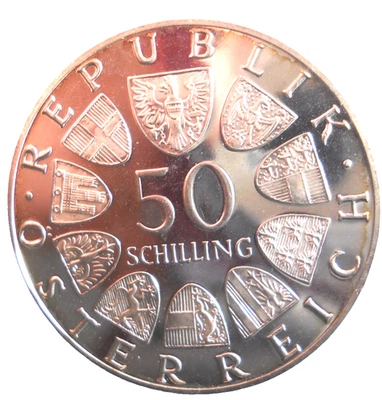 1978 AUSTRIA 50 SCHILLING - AU/UNC - Excellent Silver Proof Coin - Lot #N25 - Image 1 of 2