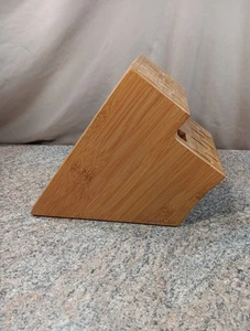 The Pampered Chef Bamboo Wood 16 Slot Knife Block Heavy Duty Excellent Condition - Picture 1 of 4