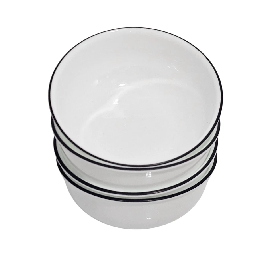4 черно-белые миски для супа из хлопьев Corelle 5,5 дюйма устойчивая к сколам посудомоечная машина - Изображение 1 из 4