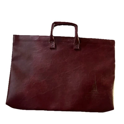 Cartera de cuero borgoña maletín bolsa porta documentos con asas Foto 1 de 4
