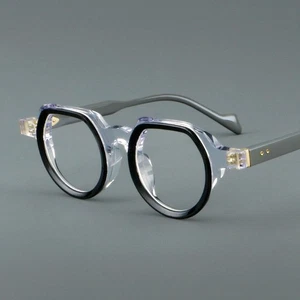Acetate Eyeglass frames Full Rim Double Round Glasses Spectacels 44 23-150mm - Picture 1 of 26