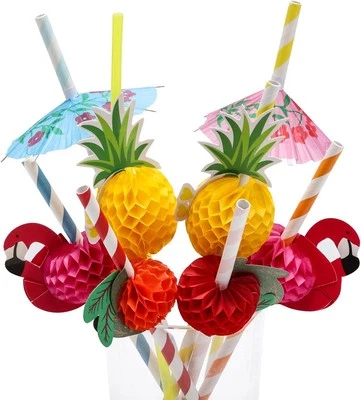 100 PIEZAS Pajitas de Papel para Frutas Flamencas, Desechables Talla Única, Colores Surtidos  Foto 1 de 4