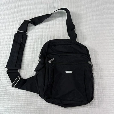 Baggallini Bag Messenger Travel Black Nylon Sling Crossbody Travel Multi Pockets - Image 1 of 4