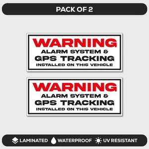 2 x WARNING Alarm system PRINTED 75 x 30mm CAR STICKER DECAL WINDOW BUMPER - Picture 1 of 2