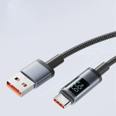 Fast Charging Cable Type C Micro USB for iPhone Data Sync Voltage Display Cables - Image 1 of 4