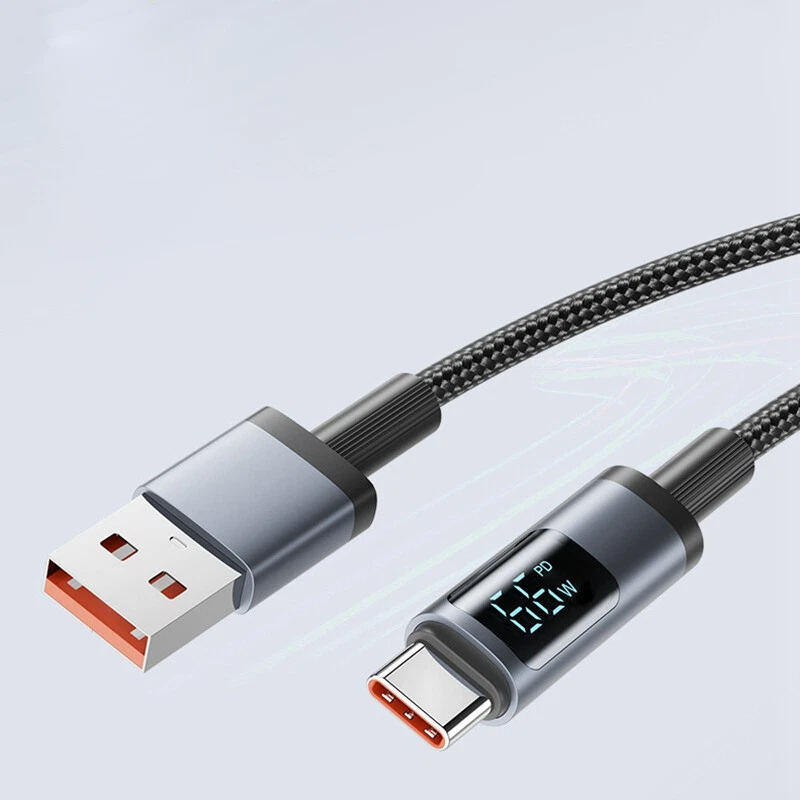 Fast Charging Cable Type C Micro USB for iPhone Data Sync Voltage Display Cables - Image 1 of 4
