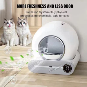 Bandeja automática de caja de arena inteligente para gatos 65L autolimpieza control de aplicaciones completamente cerrada - Imagen 1 de 14