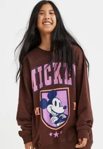H&M Disney Brown Mickey Mouse Sweatshirt Big Girls Size 14 - Picture 1 of 14