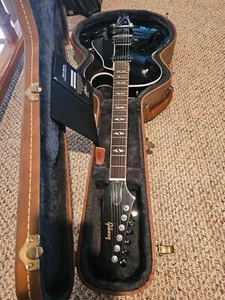 2013 Gibson Memphis Custom ES-195 Hollowbody Electric Guitar Black Ebony + COA O - Picture 1 of 6