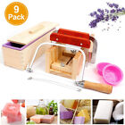 9Pcs Soap Loaf Making Cutting Mold Kit with Silicone Mold Wood Box Wooden Planer