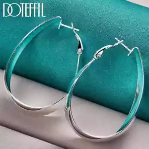 DOTEFFIL 925 Sterling Silver Round Smooth U Earring Party Fashion Jewelry - Bild 1 von 6