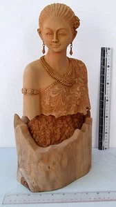 Hauntingly Realistic Golden Teak Wood Thai Beauty Somsak Meewan - Picture 1 of 9