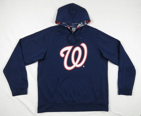 NWOT Washington Nationals MLB Baseball Blue Mens Hoodie Hooded Pullover Jacket L Cover