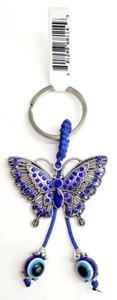 Portachiavi Farfalla Blu da Appendere Feng Shui Blu Protezione Malocchio 68114 NUOVO - Foto 1 di 2