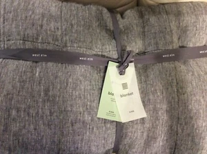 West Elm King Belgian Linen Melange Box Stitch Quilt Slate Gray NWT! - Picture 1 of 1