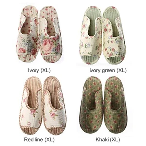 100% Cotton Floral Quilted Plain Non-slip Opened or Closed Toes Indoor Slippers - Picture 1 of 22