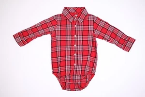 Carter's Just One you Infant Boy's Size 12M Red Plaid Long Sleeve Collared - Picture 1 of 15