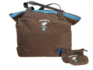 Nuova borsa tote Snoopy Peanuts X-LARGE marrone da viaggio pieghevole shopping weekender 2 vie - Foto 1 di 6