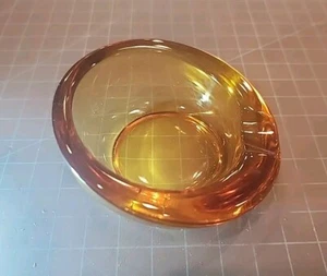 Viking Glass Gold Amber Orb Globe Cigar Cigarette Ashtray MCM Vtg - gwQQ - Picture 1 of 9