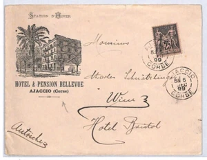FRANCE Illustrated CORSICA Advert Cover 1899 Ajaccio HOTEL BELLEVUE Vienna YQ154 - Picture 1 of 14