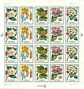 US, #3193-3197 32¢ FLOWERING TREES Complete Sheet of 20 Stamps Mint NH - Picture 1 of 1