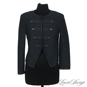LNWOT St. John Made in USA Anthracite Basketweave Tweed Hussar Skirt Suit 6 NR